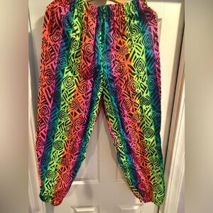 Vintage 80s/90s Neon Abstract Prachute Pants – Made in USA – Unisex – Size L